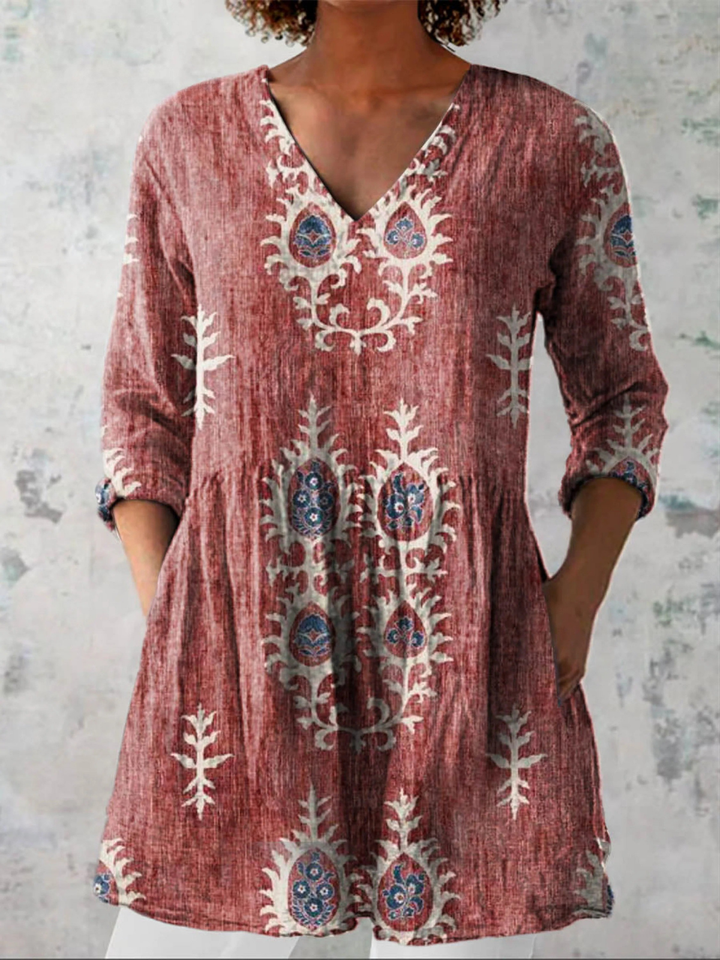 Maeve | Chemise Col V Longue Vintage