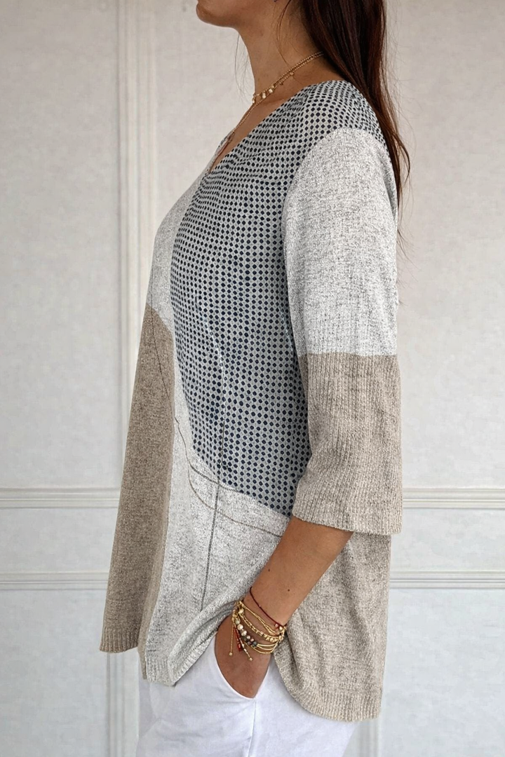 Pull décontracté en maille avec motif géométrique abstrait pour femmes
