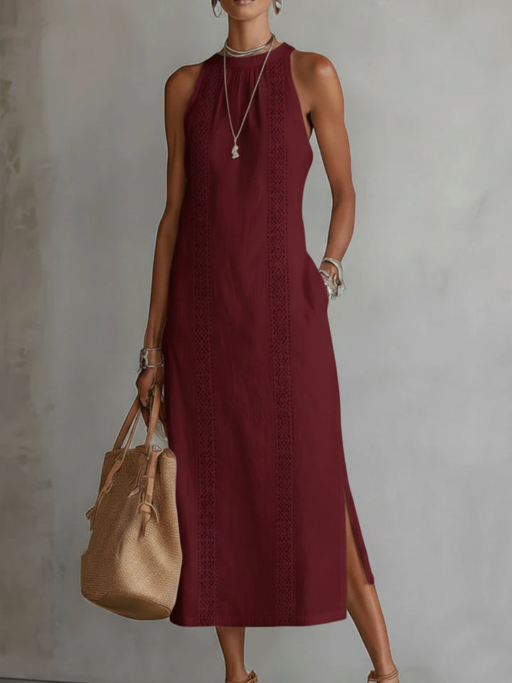 Francine | Robe midi en lin à col mao